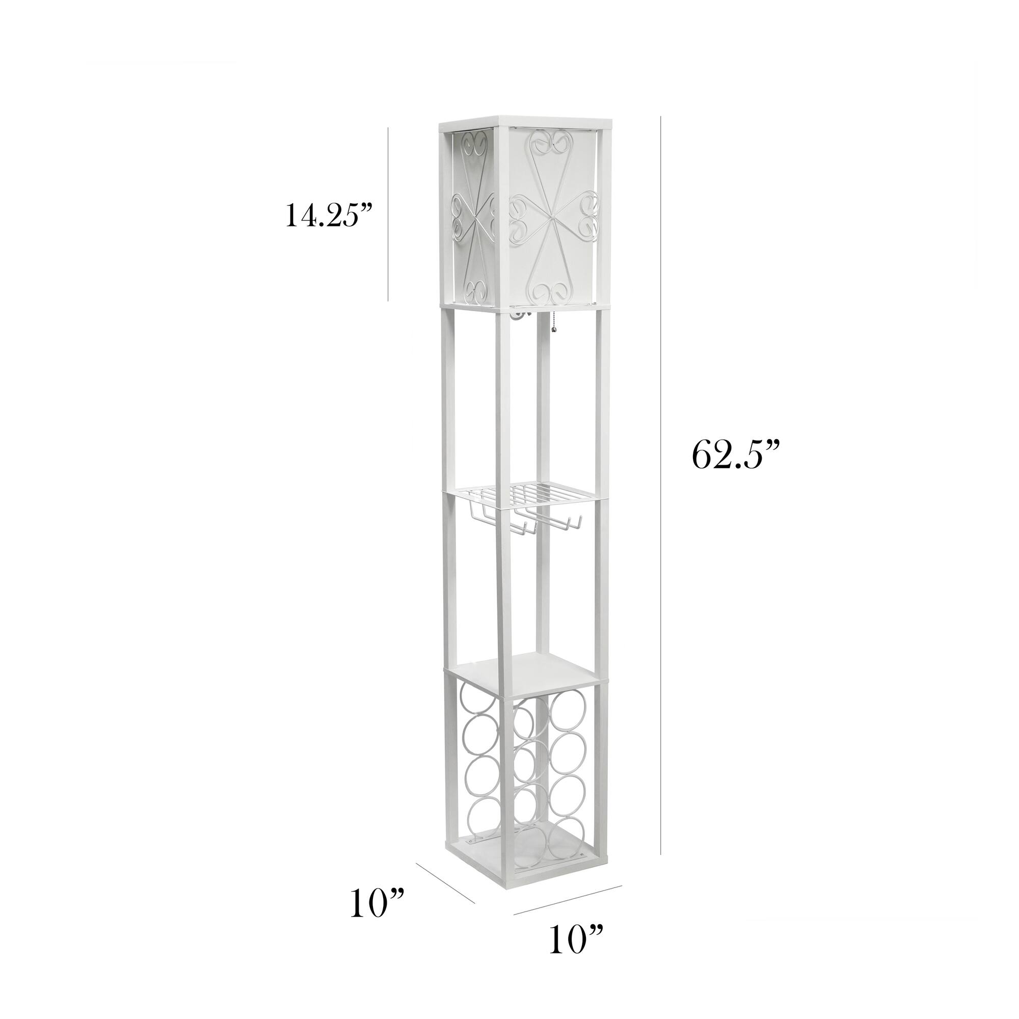 Simple Designs™ Floor Lamp Storage Shelf and Wine Rack with Linen Shade